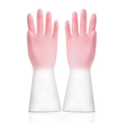 【READY STOCK】1 Pair Fashionable Household Cleaning Gloves | Stylish Waterproof Dishwashing Gloves 家务手套