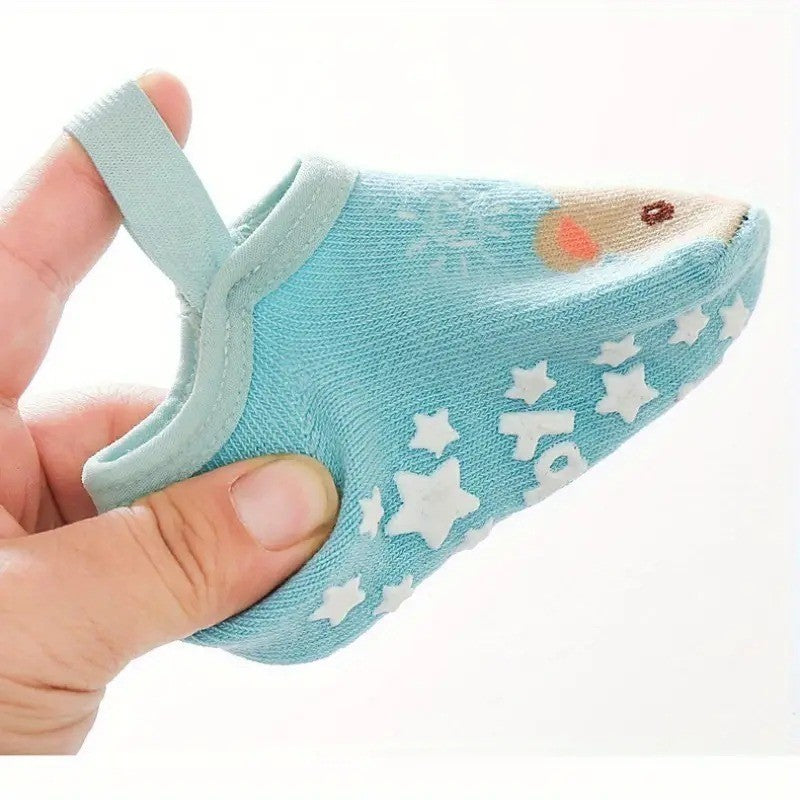 [Ready Stock] Baby Non-Slip Cotton Socks - Cartoon Animal Design Toddler Anti-Skid Walking Socks-KS082