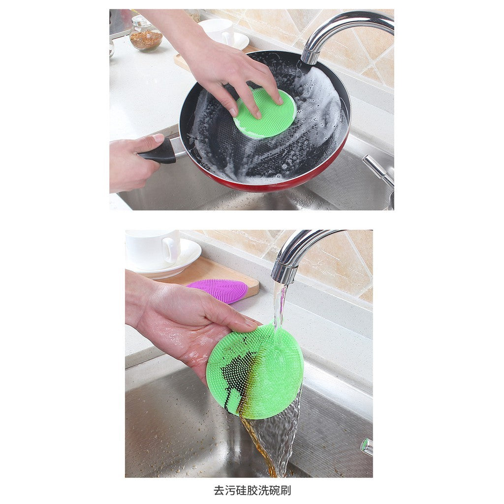 【READY STOCK】Silicone Dishwashing Brush – Non-Scratch Kitchen Scrubber, Heat-Resistant, Quick Foaming 硅胶洗碗刷