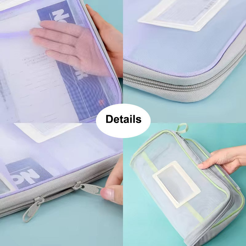 【READY STOCK】L-Type 3-Layer Document Organizer Folder | A4 Multi-Pocket File Holder L型拉链式三层科目分类袋