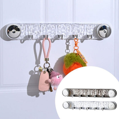 【READY STOCK】Wall-Mounted Rotating Suction Cup Hook | No-Drill Multi-Hook Hanger for Kitchen Bathroom Storage | 强力吸盘联排挂钩