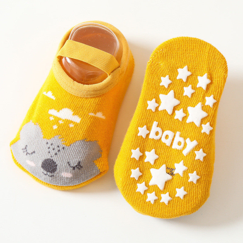 [Ready Stock] Baby Non-Slip Cotton Socks - Cartoon Animal Design Toddler Anti-Skid Walking Socks-KS082