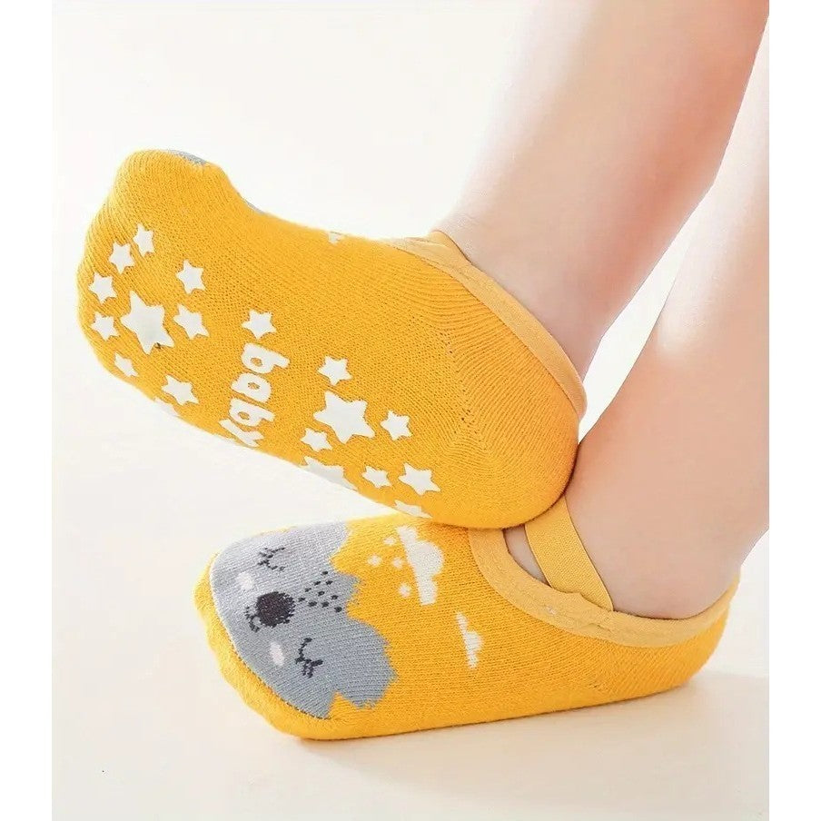 [Ready Stock] Baby Non-Slip Cotton Socks - Cartoon Animal Design Toddler Anti-Skid Walking Socks-KS082
