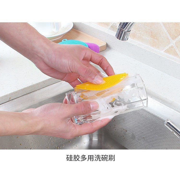 【READY STOCK】Silicone Dishwashing Brush – Non-Scratch Kitchen Scrubber, Heat-Resistant, Quick Foaming 硅胶洗碗刷
