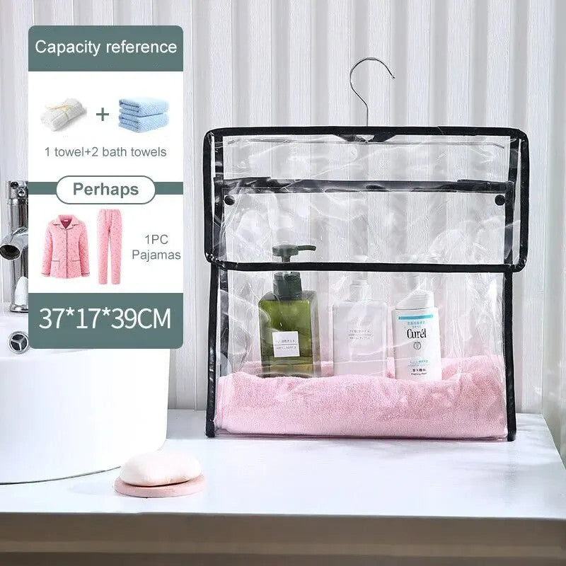 【READY STOCK】Waterproof Bathroom Hanging Storage Bag | Wall-Mounted Organizer Pouch | Shower Caddy with Hooks 浴室防水挂袋