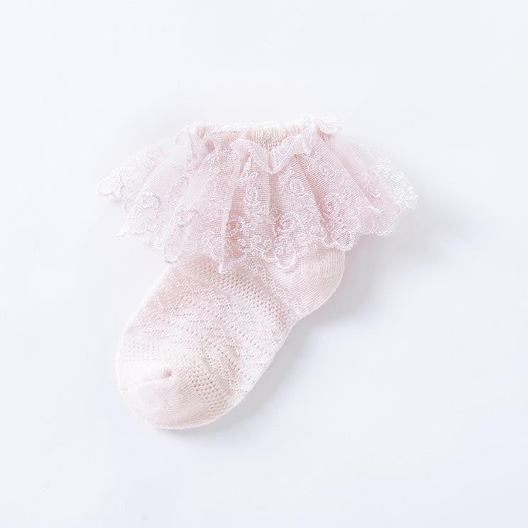 [Ready Stock] 0-3 Age Baby & Kids Lace Socks – Thin Cotton Breathable Ankle Socks for Girls-KS080