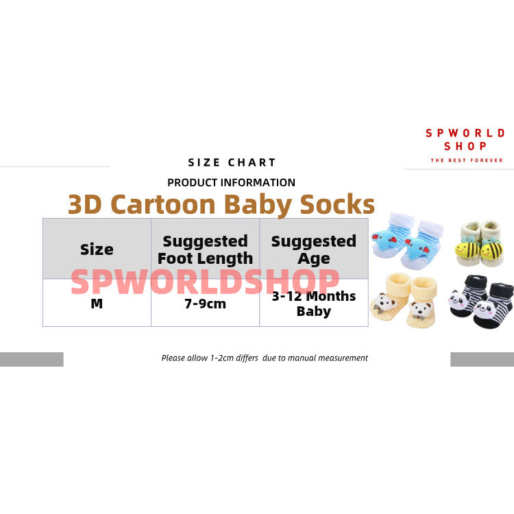 [Ready Stock] 3D Cartoon Anti-Skid Baby Socks – Non-Slip Soft Socks for Baby Cute Toddler Cotton Socks-KS083