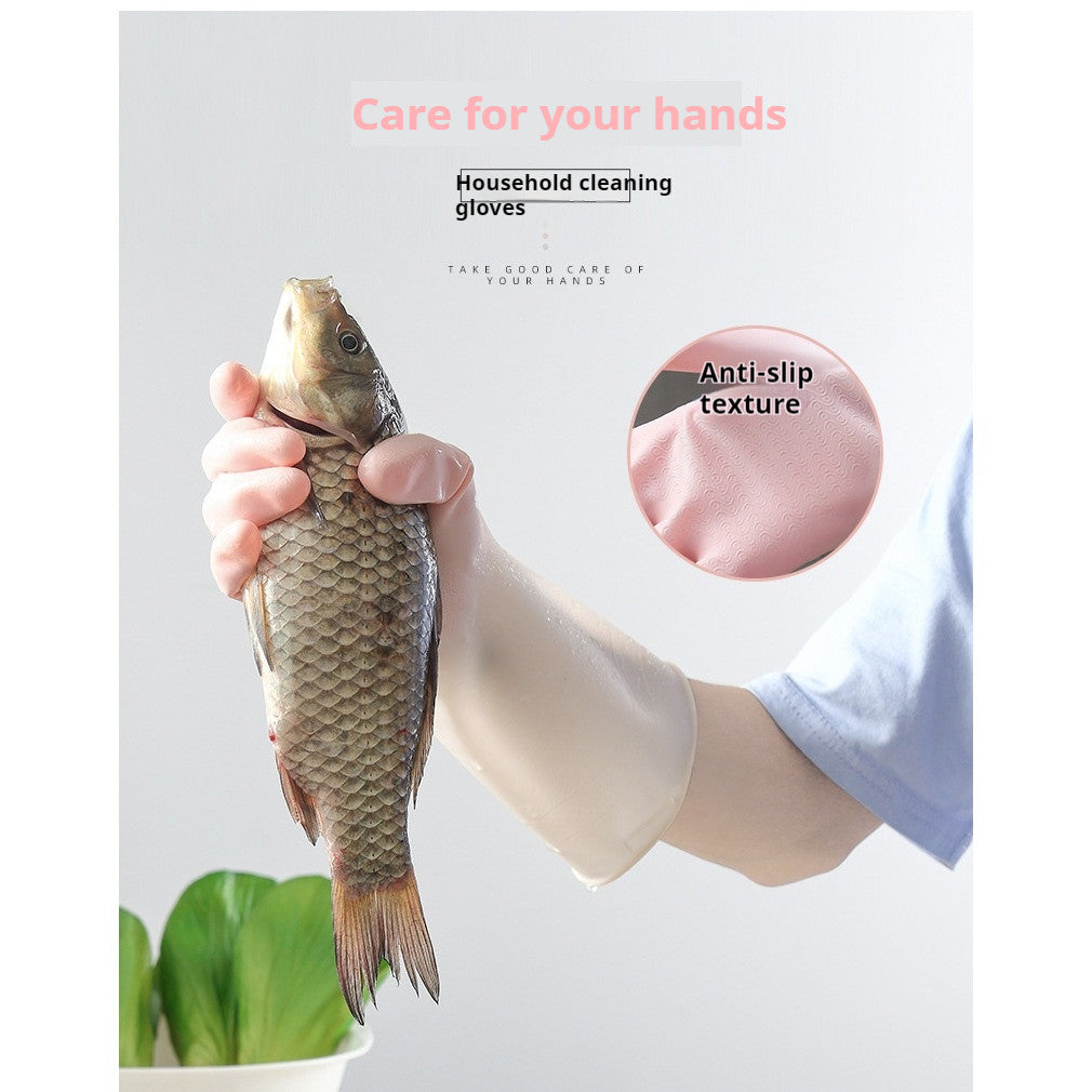 【READY STOCK】1 Pair Fashionable Household Cleaning Gloves | Stylish Waterproof Dishwashing Gloves 家务手套