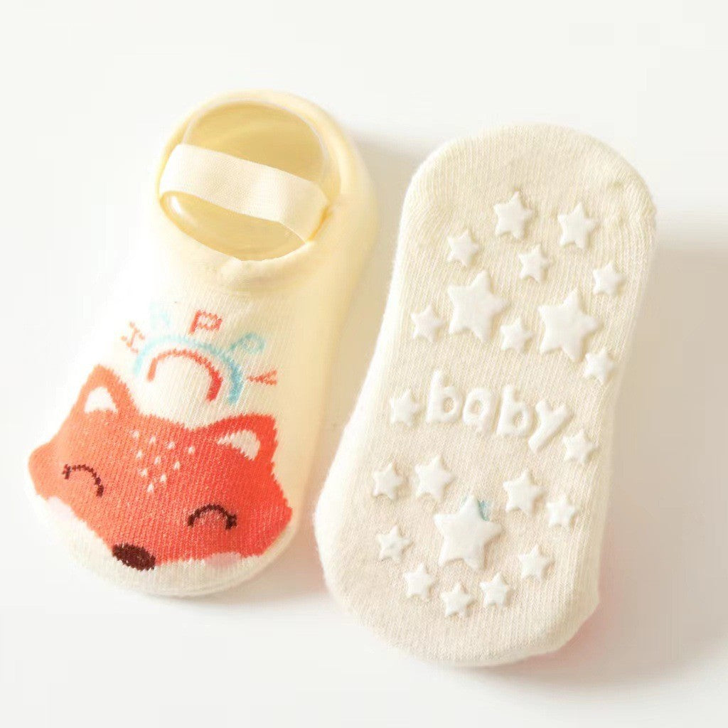 [Ready Stock] Baby Non-Slip Cotton Socks - Cartoon Animal Design Toddler Anti-Skid Walking Socks-KS082