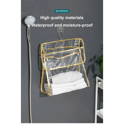 【READY STOCK】Waterproof Bathroom Hanging Storage Bag | Wall-Mounted Organizer Pouch | Shower Caddy with Hooks 浴室防水挂袋