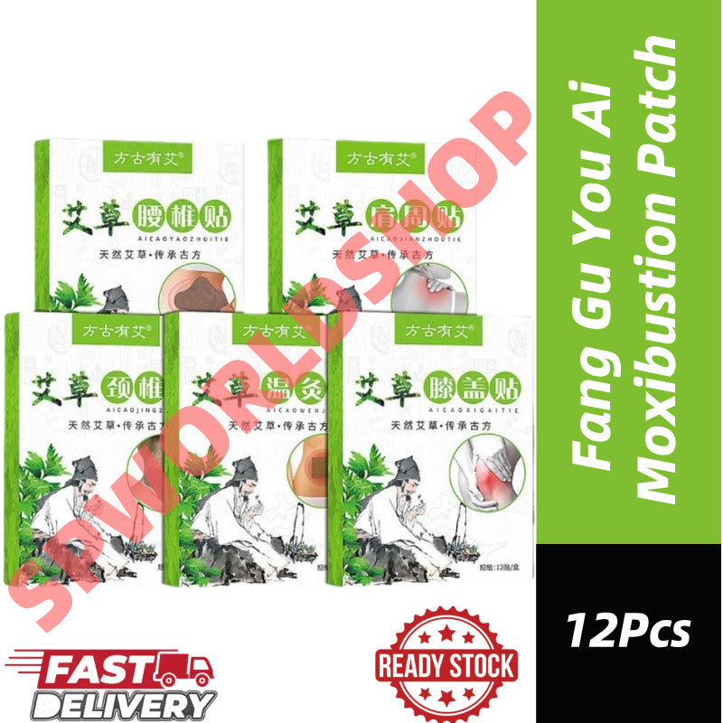 Fang Gu You Ai Moxibustion Patch Self-Heating Stickers Patch 12Pcs/Box Neck Shoulder Back Pain Relieve 方古有艾艾草贴