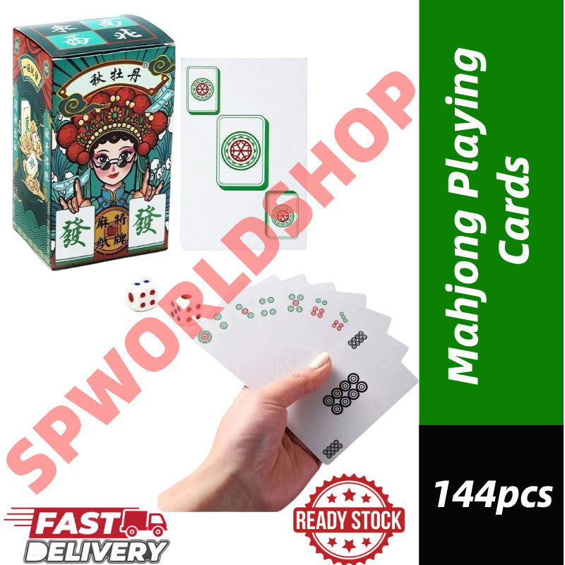 【READY STOCK】Waterproof Plastic Mahjong Playing Cards | 144pcs Durable Poker-Style Mahjong Deck 麻将扑克牌