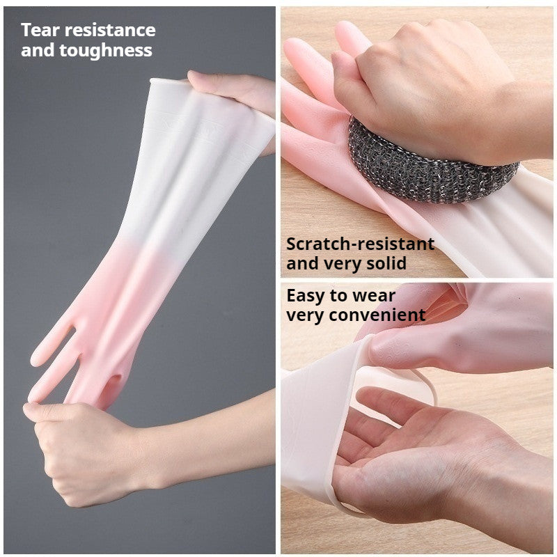 【READY STOCK】1 Pair Fashionable Household Cleaning Gloves | Stylish Waterproof Dishwashing Gloves 家务手套
