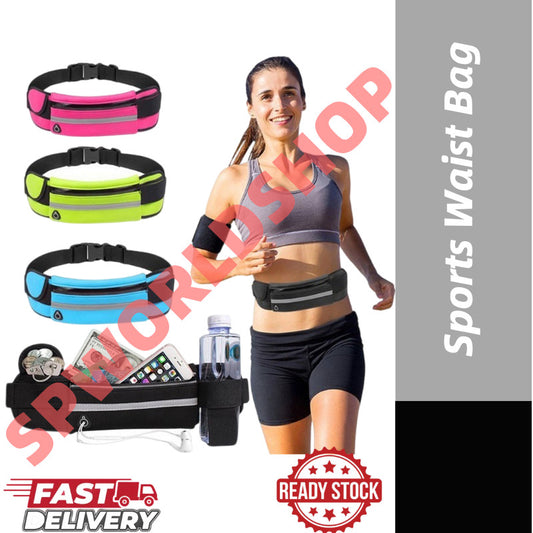 【READY STOCK】Sports Waist Bag | Waterproof Fanny Pack with Adjustable Strap | Fitness Jogging Belt for Phone & Keys 运动腰包