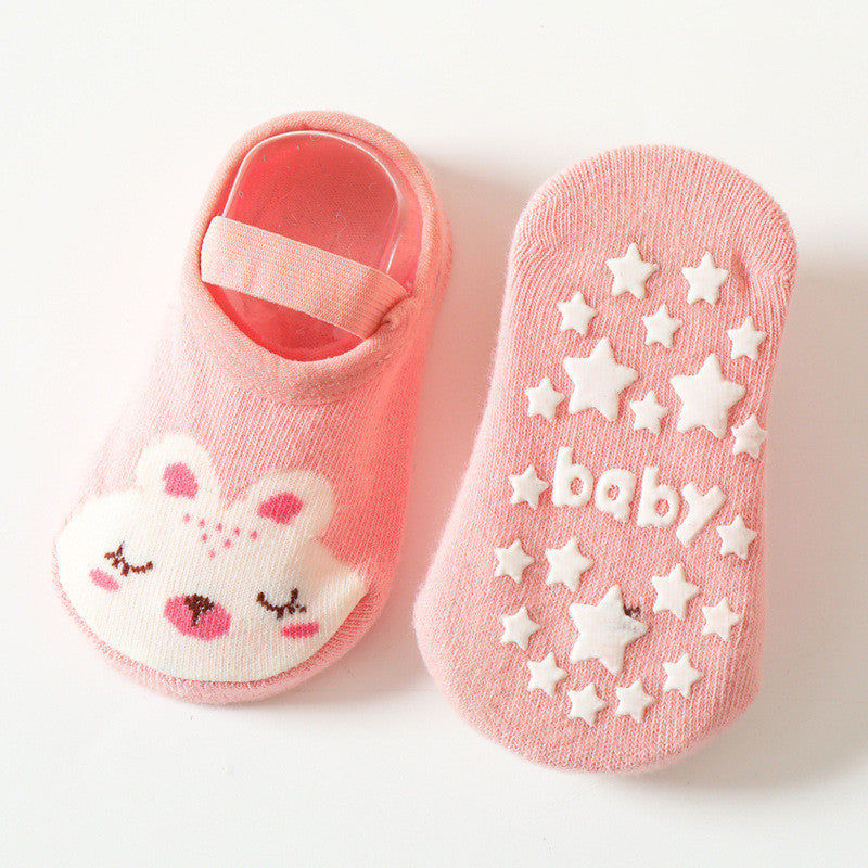 [Ready Stock] Baby Non-Slip Cotton Socks - Cartoon Animal Design Toddler Anti-Skid Walking Socks-KS082