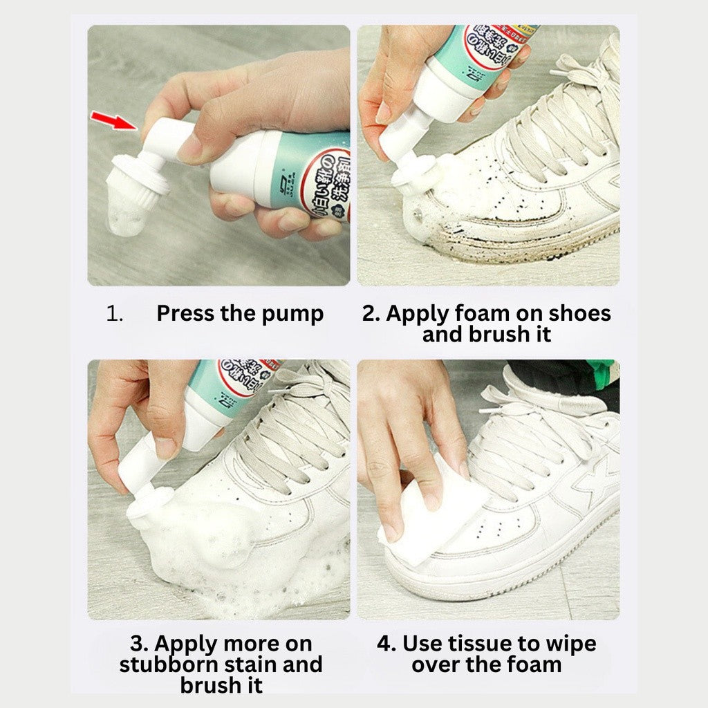 【READY STOCK】Pencuci Kasut Putih | White Shoe Cleaner | Shoe Cleaning Foam | Whitening & Stain Remover for Shoes 小白鞋清洗剂