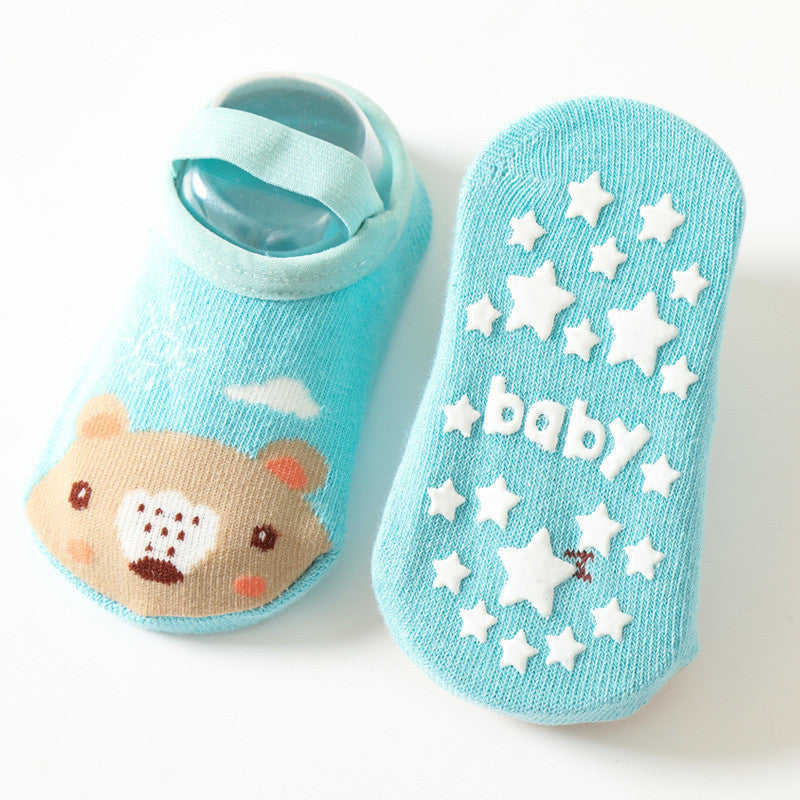 [Ready Stock] Baby Non-Slip Cotton Socks - Cartoon Animal Design Toddler Anti-Skid Walking Socks-KS082