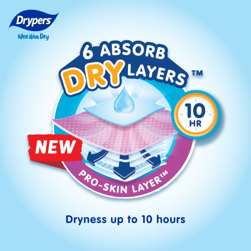 READY STOCK!!!Drypers Wee Wee Dry NB 60s/S 80s/M 60s /L 58s/ XL 50s / XXL 40s (1 pack)
