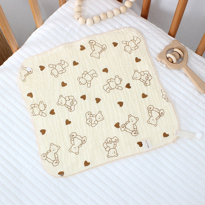 READY STOCK!!!Baby Towel Handkerchief 4 Layers Gauze Cotton Square Towel Buckle Multi-functional Triangle Towel