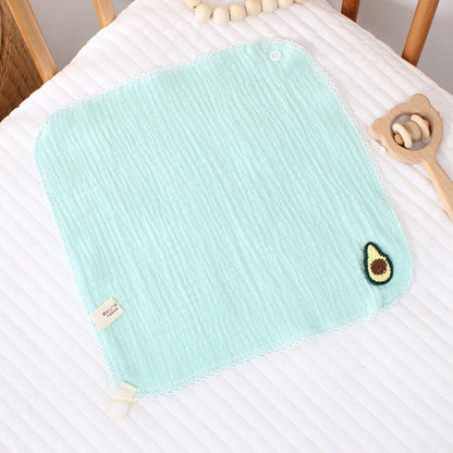 READY STOCK!!!Baby Towel Handkerchief 4 Layers Gauze Cotton Square Towel Buckle Multi-functional Triangle Towel