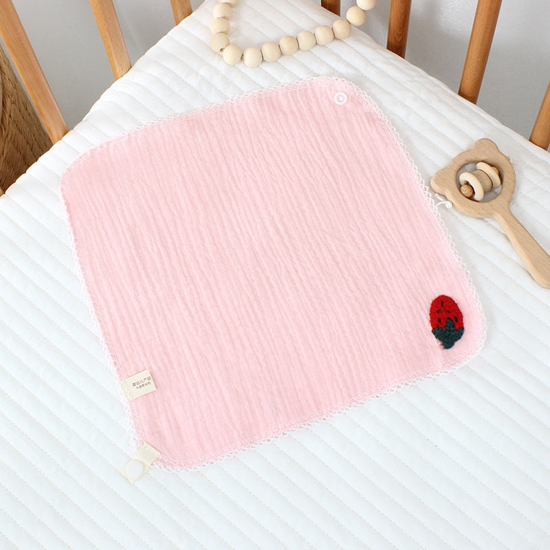 READY STOCK!!!Baby Towel Handkerchief 4 Layers Gauze Cotton Square Towel Buckle Multi-functional Triangle Towel