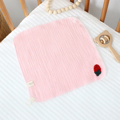 READY STOCK!!!Baby Towel Handkerchief 4 Layers Gauze Cotton Square Towel Buckle Multi-functional Triangle Towel