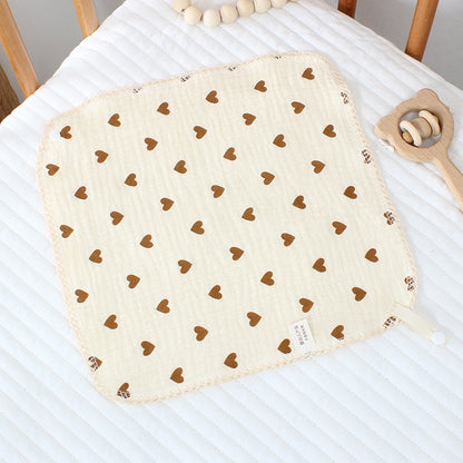 READY STOCK!!!Baby Towel Handkerchief 4 Layers Gauze Cotton Square Towel Buckle Multi-functional Triangle Towel