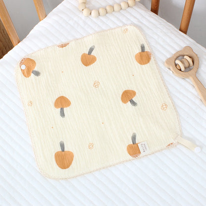 READY STOCK!!!Baby Towel Handkerchief 4 Layers Gauze Cotton Square Towel Buckle Multi-functional Triangle Towel