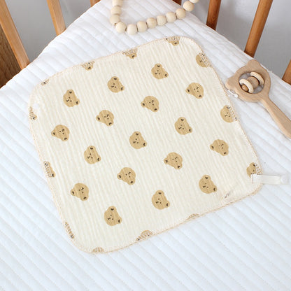 READY STOCK!!!Baby Towel Handkerchief 4 Layers Gauze Cotton Square Towel Buckle Multi-functional Triangle Towel