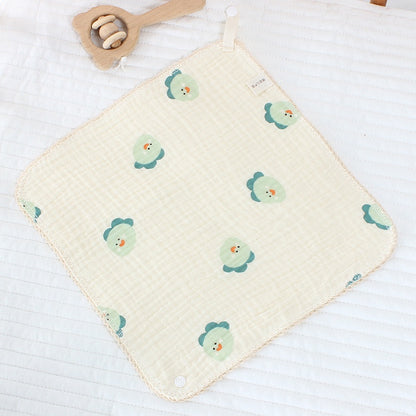 READY STOCK!!!Baby Towel Handkerchief 4 Layers Gauze Cotton Square Towel Buckle Multi-functional Triangle Towel