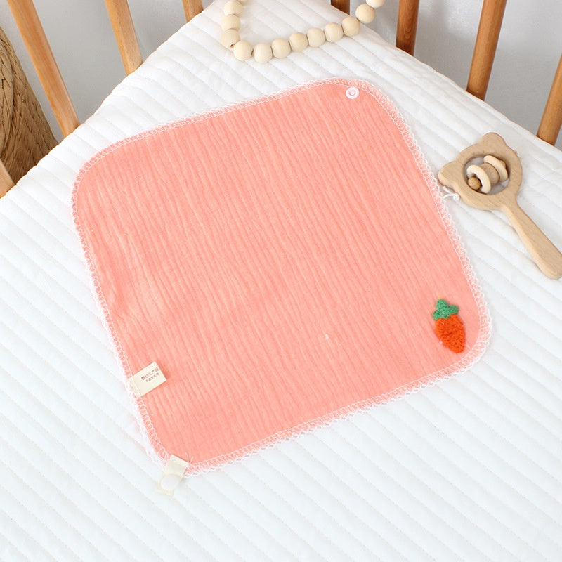 READY STOCK!!!Baby Towel Handkerchief 4 Layers Gauze Cotton Square Towel Buckle Multi-functional Triangle Towel