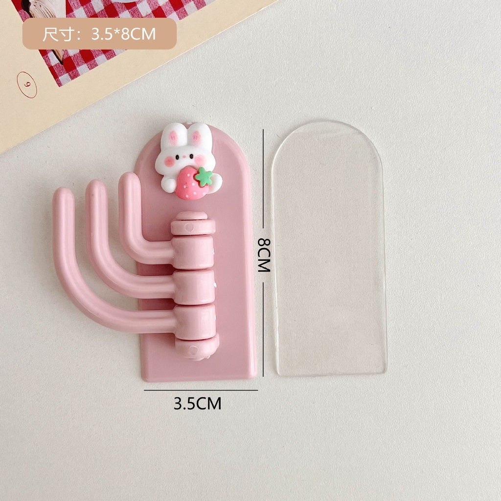 READY STOCK!!!Hook Cartoon Cute Holder Hanger with Three Branch Student Dormitory Hook Punch-free Wall Hook Cap Holder
