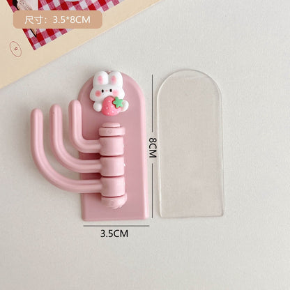 READY STOCK!!!Hook Cartoon Cute Holder Hanger with Three Branch Student Dormitory Hook Punch-free Wall Hook Cap Holder