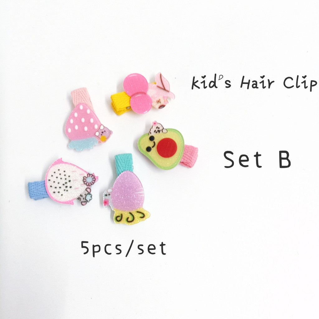READY STOCK!! 5PCS Cartoon Fruit Cutie Hair Clip Kids Baby Girls Hair Accessories