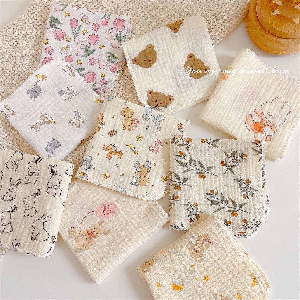 READY STOCK! Baby Muslin Cotton Washcloths | Soft Multi-Layer Face Towel | Baby Feeding Bibs | Multi-Style 婴儿棉纱洗脸巾 |
