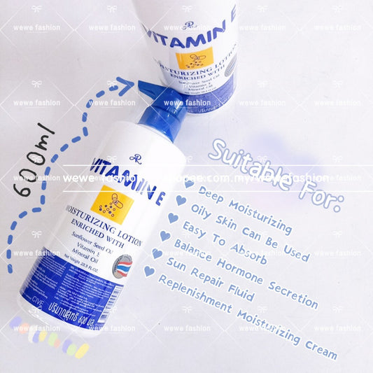 Ready Stock!!!AR Vitamin E Moisturizing Lotion Enriched With Sunflower Seed Oil 600ml Original Thailand