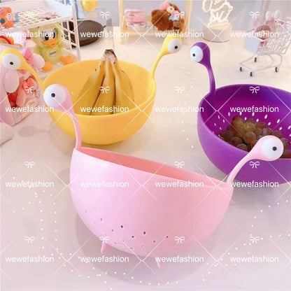 READY STOCK!!!Cartoon Monster Colander Fruit & Veg Washing Basket Drain Basket Multi Function Storage Basket 水果/蔬菜多功能滤水篮