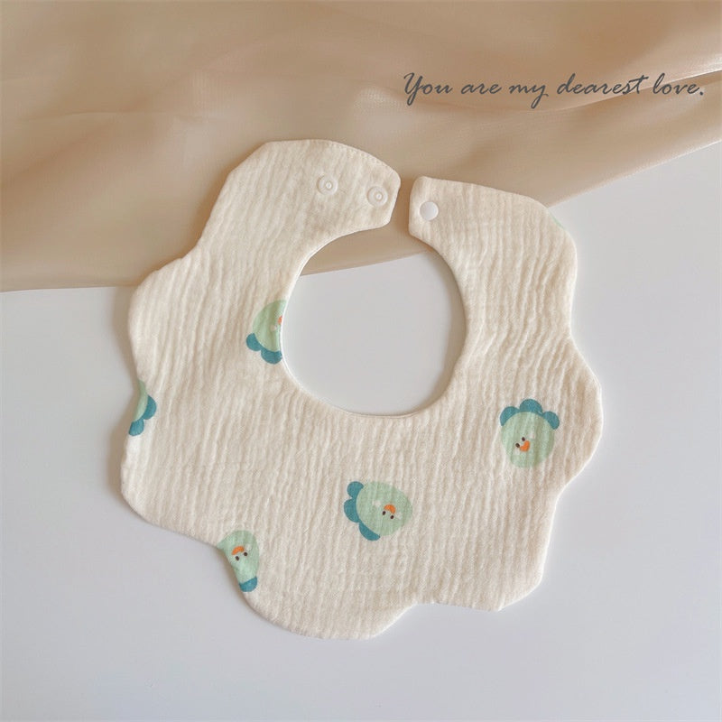 READY STOCK‼️ Baby Infant Saliva Towel | 100% Cotton Bibs | 360° Rotating Reversible Baby Bib  婴儿口水巾 | 100%纯棉围兜