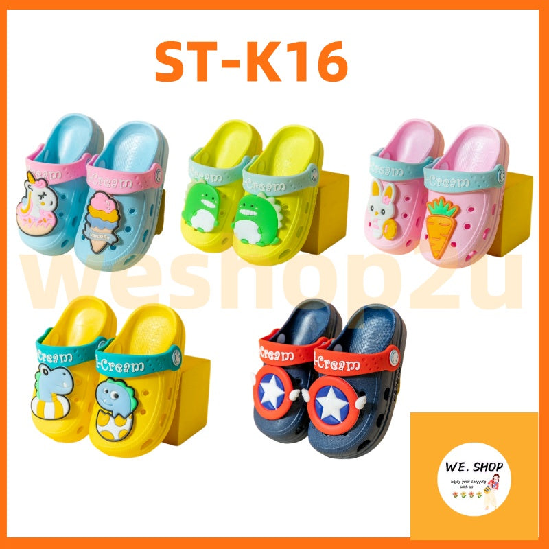 READY STOCK!!!Baby's Cartoon ST-K16 Crocs Shoes  Kids Boy Girl Pony Dino Sandals Casual Slippers Kasut Clog Kartun
