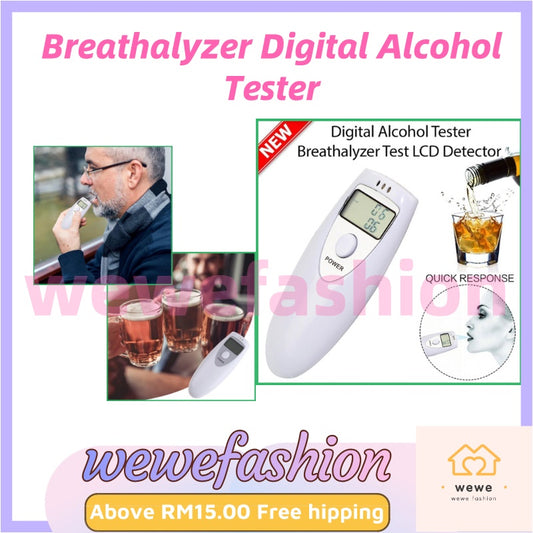 Ready Stock!!! Breathalyzer Digital Alcohol Tester Accuracy with LCD Display Screen Portable Breath Alcohol Tester