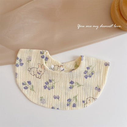 READY STOCK‼️ Baby Infant Saliva Towel | 100% Cotton Bibs | 360° Rotating Reversible Baby Bib  婴儿口水巾 | 100%纯棉围兜