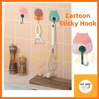 READY STOCK!!!Cartoon Strong Load-Bearing Hook Bathroom Seamless Sticky Hook Punch-Free Suction Cup Hook