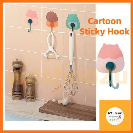 READY STOCK!!!Cartoon Strong Load-Bearing Hook Bathroom Seamless Sticky Hook Punch-Free Suction Cup Hook