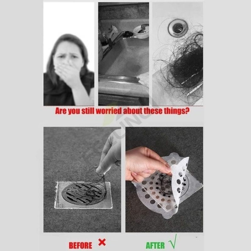 READY STOCK!!!Bathroom Floor Drain Sticker Cover Hair Filter Catcher  Remover Pelekat Penapis Sisa Makanan Rambut 地漏贴
