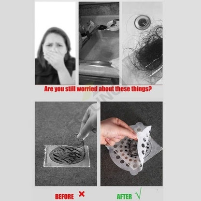 READY STOCK!!!Bathroom Floor Drain Sticker Cover Hair Filter Catcher  Remover Pelekat Penapis Sisa Makanan Rambut 地漏贴
