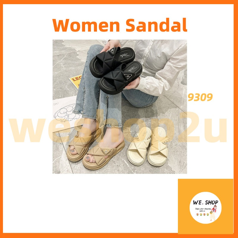 READY STOCK!!!Wedges Soft Sandals Open Toe Anti-slip Sandal Casual Wanita Perempuan 厚跟鞋 9309