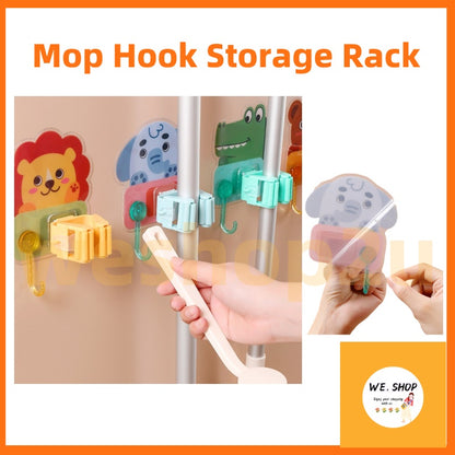 READY STOCK!!! Bathroom Cartoon Punch-Free Mop Hook | Storage Rack Mop Sangkut Penyangkut Clip 收纳拖把夹架