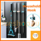 READY STOCK!!! Non-Marking Mop Holder | Wall-Mounted Punch-Free Mop Clip | Household Bathroom Storage Hook 免打孔拖把架