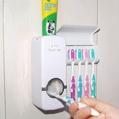 Bathroom Cartoon Automatic Tooth Brush Holder Toothpaste Dispenser Squeezer Toothpaste Bathroom Suction Wall Wash