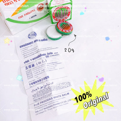READY STOCK!!!Five Pagodas Pharmacy White Balm 10g Original Thailand五塔油